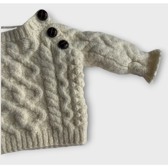Aran Sweater Market 100% Merino Wool Sweater Shoulder Buttons Baby Size Small - Picture 4 of 15